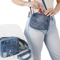 Handmade Upcycled Denim Blue Box Bag