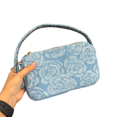Handmade Upcycled Denim Camellia Armpit Bag