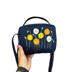Handmade Upcycled Denim Embroidered Box Bag