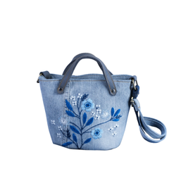 Handmade Upcycled Denim Embroidered Bag