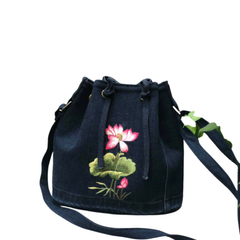 Handmade Upcycled Denim Embroidered Bag
