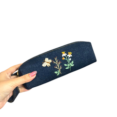 Handmade Upcycled Denim Embroidery Pen Box 1