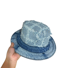 Handmade Upcycled Denim Round Brim Hat