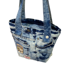 Handmade Upcycled Denim Wide Bottom Handbag