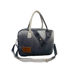 Handmade Upcycled Denim Laptop Tote Bag