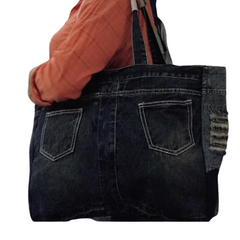 Handmade Upcycled Denim Large Fashion Tote Bag
