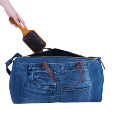 Handmade Upcycled Denim Large Travel Bag