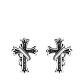 Men's Cross Earrings Handcrafted 925 Sterling Silver