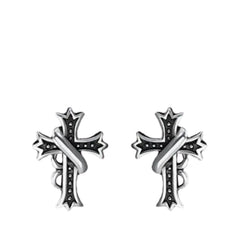 Men's Cross Earrings Handcrafted 925 Sterling Silver