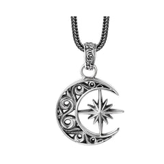Men's Moon Pendant Handcrafted 925 Sterling Silver