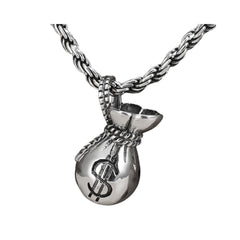 Men's Pendant In The Shape Of A Money Bag Handcrafted 925 Sterling Silver