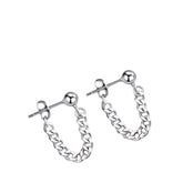 Men's Round Chain Earrings Handcrafted 925 Sterling Silver