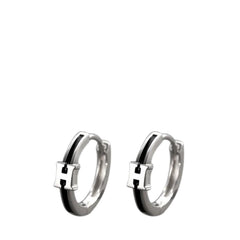 Men's Round H-shaped Earrings Handcrafted 925 Sterling Silver