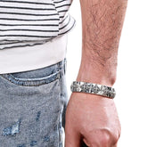 Men's Square Link Bracelet Handcrafted 925 Sterling Silver