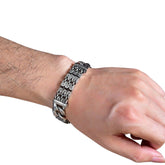 Men's Wide Link Bracelet Handcrafted 925 Sterling Silver