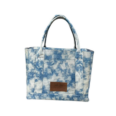 Handmade Upcycled Denim Multi compartment Tote Bag