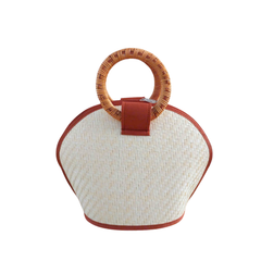Palm Leaf Bag With Rattan Handle