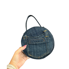 Handmade Upcycled Denim Plain Round Bag
