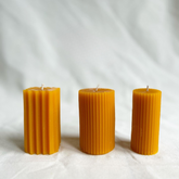 Pure Beeswax Striped Pillar Candle