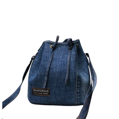 Handmade Upcycled Denim Drawstring Bag