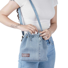 Handmade Upcycled Denim Drawstring Bag