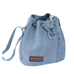 Handmade Upcycled Denim Drawstring Bag