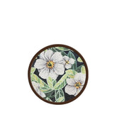 Round Ceramic Wall Art With White Floral Pattern