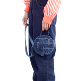 Handmade Upcycled Denim Round Crossbody Bag