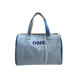 Handmade Upcycled Denim Round Drum Bag