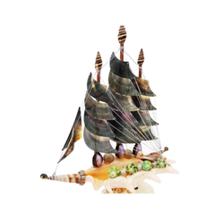 Sailboat Made From Black Seashells