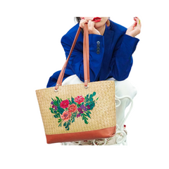 Sedge Bag With Floral Pattern