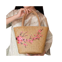Sedge Bag With Peach Blossom Pattern
