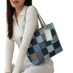 Handmade Upcycled Denim Small Tote Bag