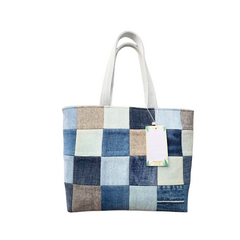Handmade Upcycled Denim Small Tote Bag