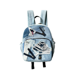 Handmade Upcycled Denim Soft Backpack 2