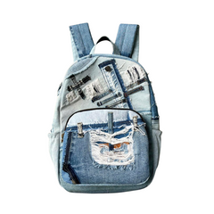 Handmade Upcycled Denim Soft Backpack 1