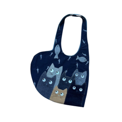 Handmade Upcycled Denim Soft Heart Tote Bag 2