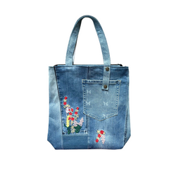 Handmade Upcycled Denim Soft Tote Bag