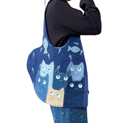 Handmade Upcycled Denim Soft Heart Tote Bag 3