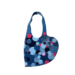 Handmade Upcycled Denim Soft Heart Tote Bag 3