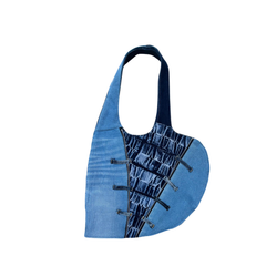 Handmade Upcycled Denim Soft Heart Tote Bag 4