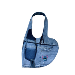 Handmade Upcycled Denim Soft Heart Tote Bag 4