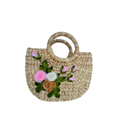 Square Round Neck Water Hyacinth Bag  1