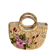 Square Round Neck Water Hyacinth Bag 2