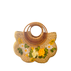 Water Hyacinth Bag With Rattan Handle 1