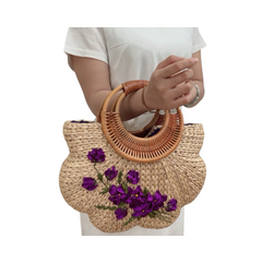 Water Hyacinth Bag With Rattan Handle 2