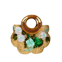 Water Hyacinth Bag With Rattan Handle 2