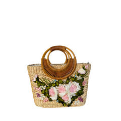 Water Hyacinth Bag With Three Rattan Handles 3