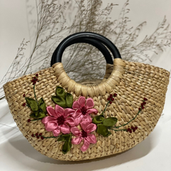 Water Hyacinth Bag With Wooden Handle 2
