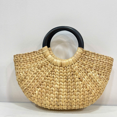 Water Hyacinth Bag With Wooden Handle 2